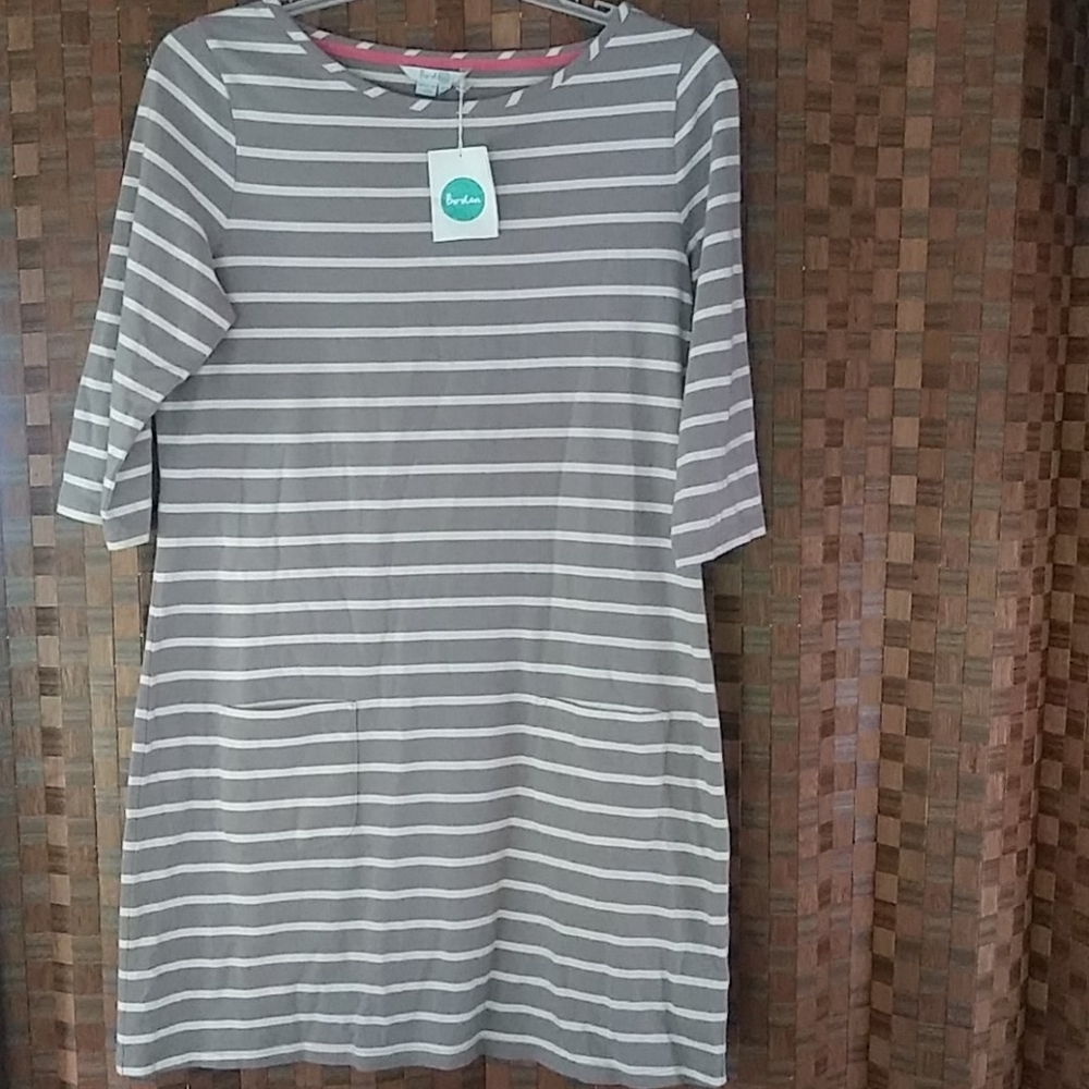 Boden 10 Cotton Striped Shirt Dress w Pockets